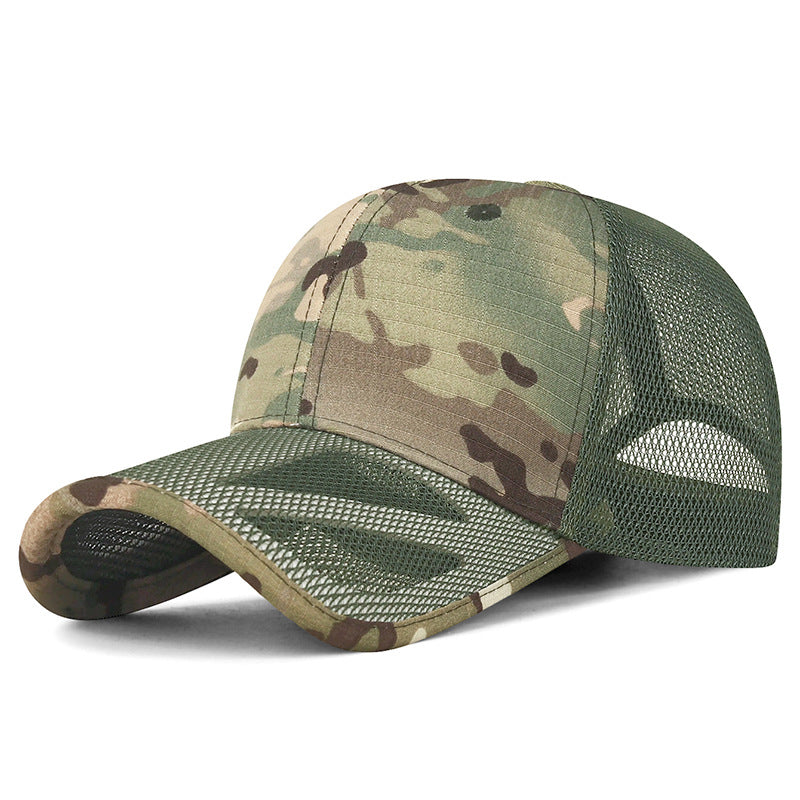 Men's Casual Camouflage Baseball Cap With Wide Brim, Quick Dry Polyester Material Featuring Hollow Out Design