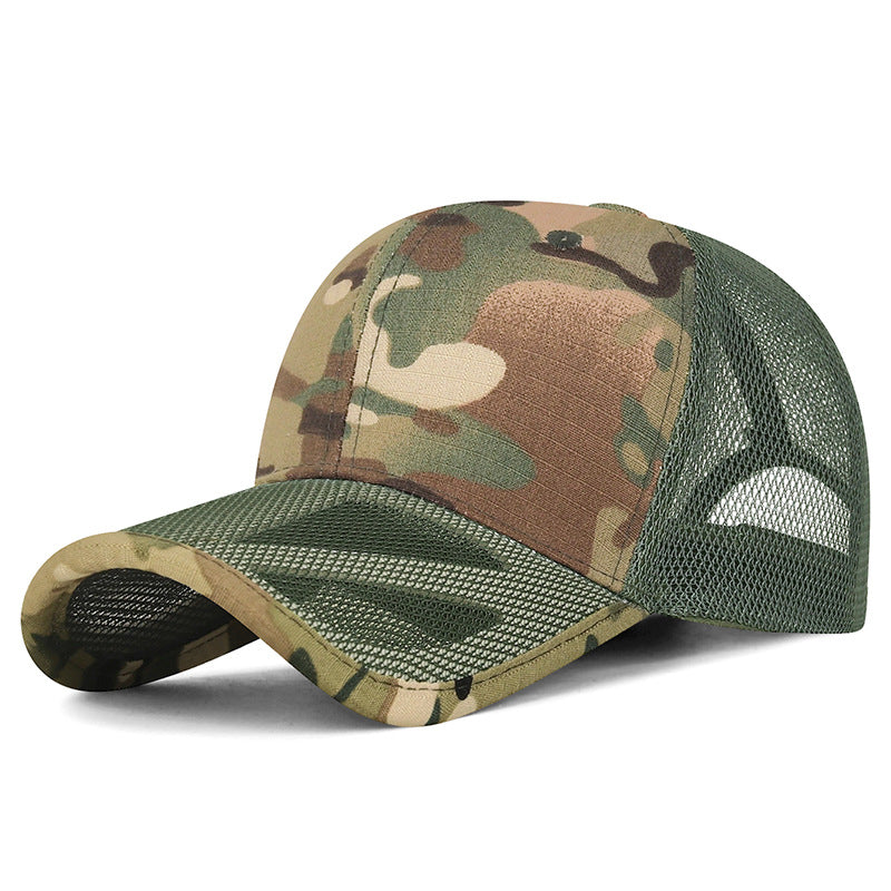 Men's Casual Camouflage Baseball Cap With Wide Brim, Quick Dry Polyester Material Featuring Hollow Out Design