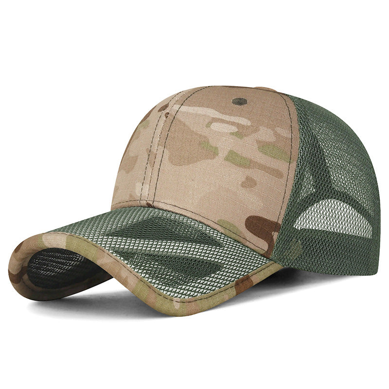 Men's Casual Camouflage Baseball Cap With Wide Brim, Quick Dry Polyester Material Featuring Hollow Out Design