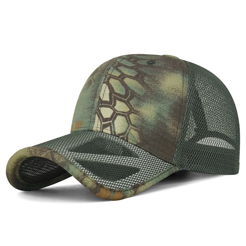 Men's Casual Camouflage Baseball Cap With Wide Brim, Quick Dry Polyester Material Featuring Hollow Out Design