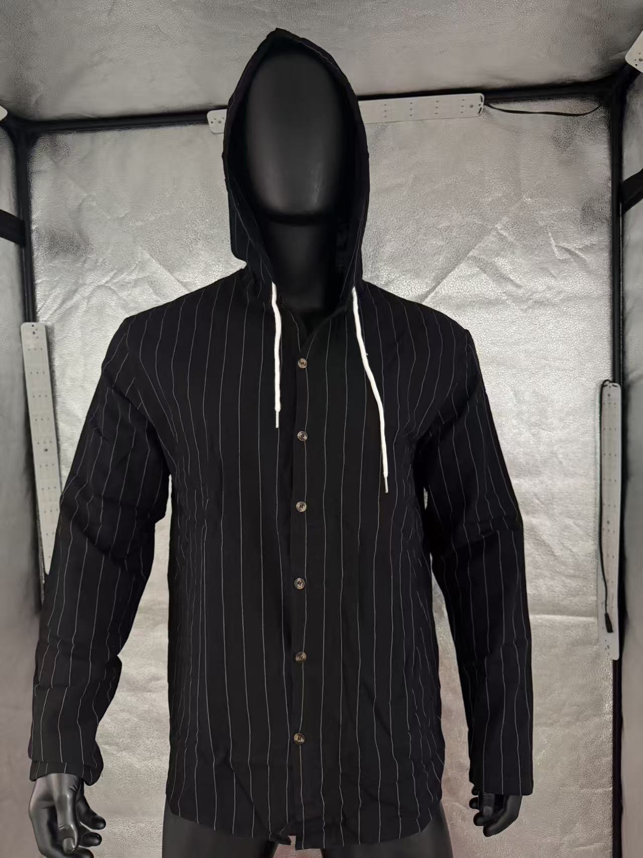 Casual Long Sleeve Linen Blouse For Men Featuring Stripe Pattern