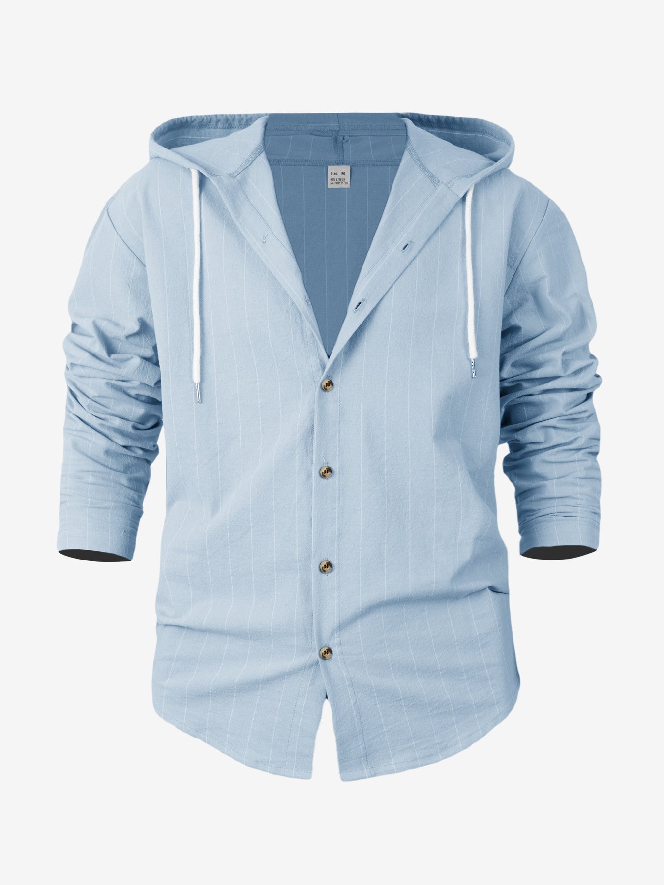 Casual Long Sleeve Linen Blouse For Men Featuring Stripe Pattern