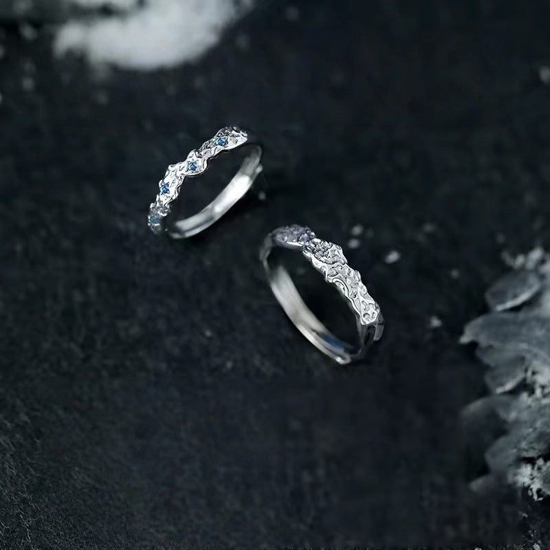 Sweet Couple Copper Star Rings With Zircon Inlay, Perfect For Valentine's Day