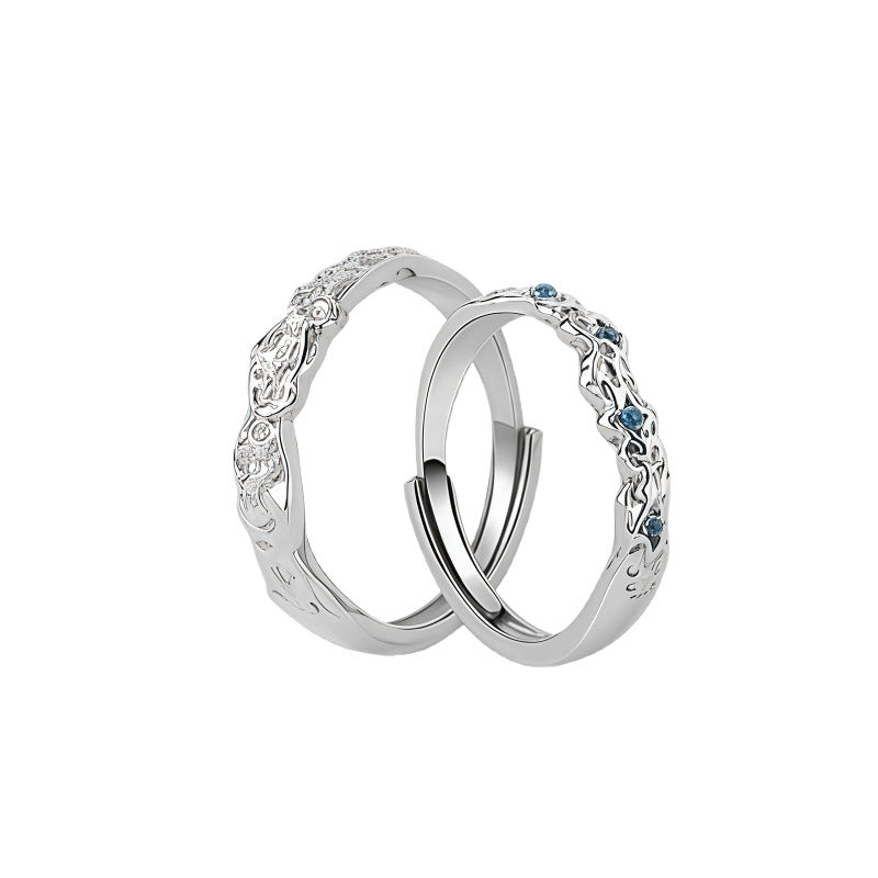 Sweet Couple Copper Star Rings With Zircon Inlay, Perfect For Valentine's Day