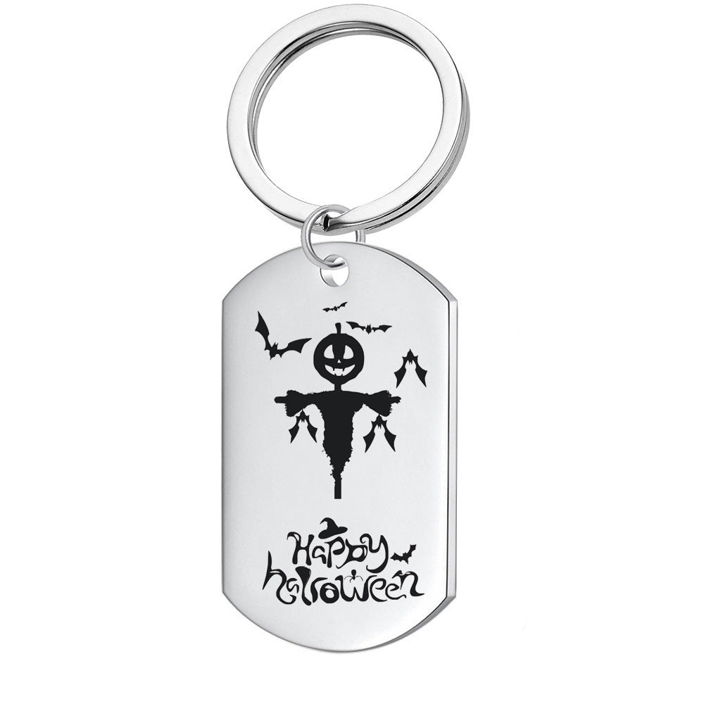 Halloween Cat Key Chain In Dyed Black Metal, Perfect Accessory For Your Keys