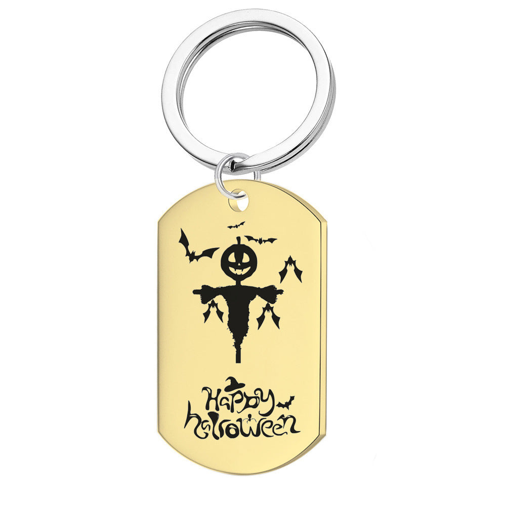 Halloween Cat Key Chain In Dyed Black Metal, Perfect Accessory For Your Keys
