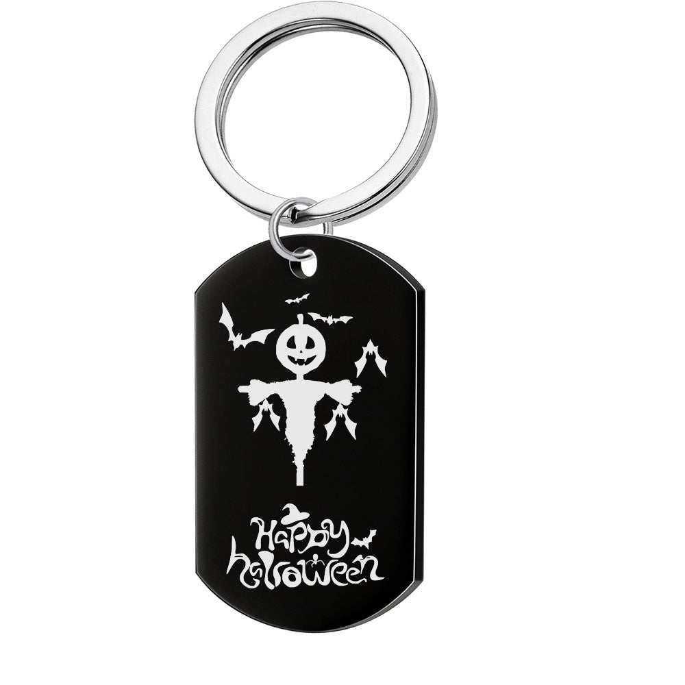 Halloween Cat Key Chain In Dyed Black Metal, Perfect Accessory For Your Keys