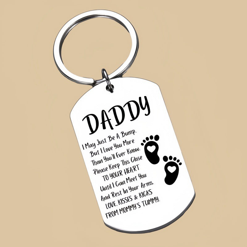 Father's Day Metal Key Chain In Steel Color, Perfect Gift Accessory