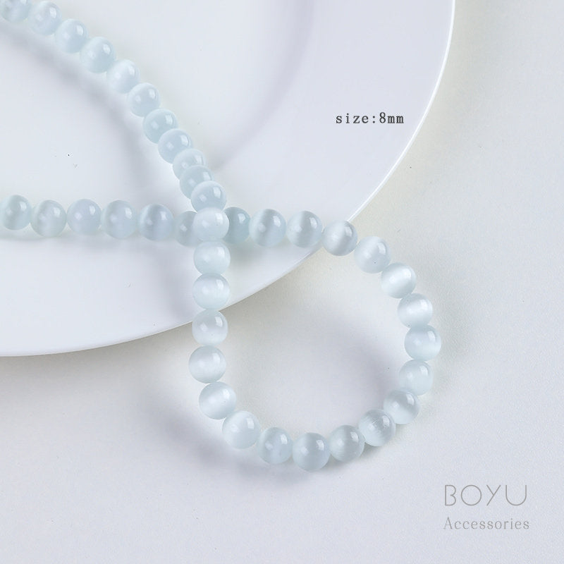 Natural Pink Cat's Eye Stone Beads For Jewelry Making, Diameter 6 Mm, Featuring Braid Craft In Original Design