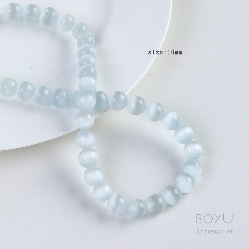 Natural Pink Cat's Eye Stone Beads For Jewelry Making, Diameter 6 Mm, Featuring Braid Craft In Original Design