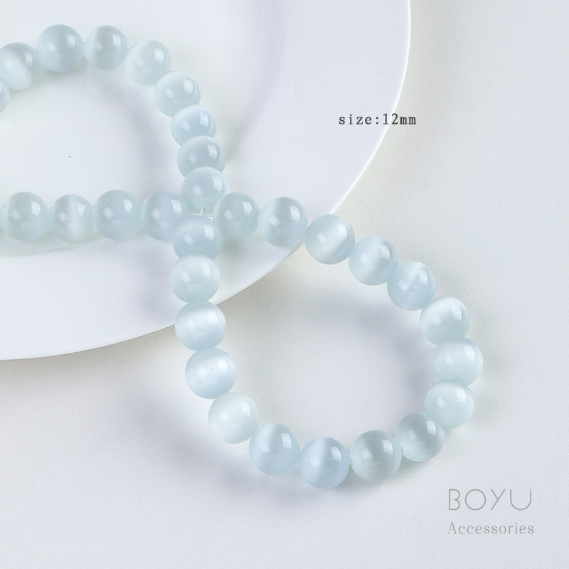 Natural Pink Cat's Eye Stone Beads For Jewelry Making, Diameter 6 Mm, Featuring Braid Craft In Original Design