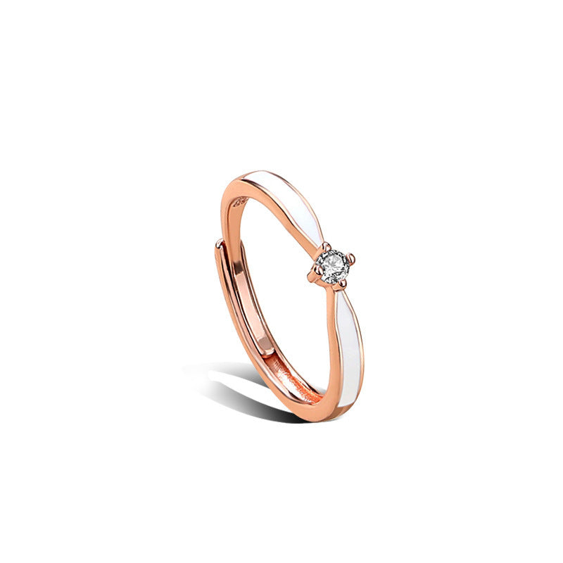 Geometric Copper Rings For Couples With Epoxy Craft And Zircon Inlay, 1 Pair