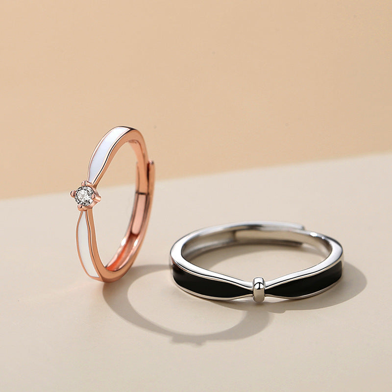 Geometric Copper Rings For Couples With Epoxy Craft And Zircon Inlay, 1 Pair