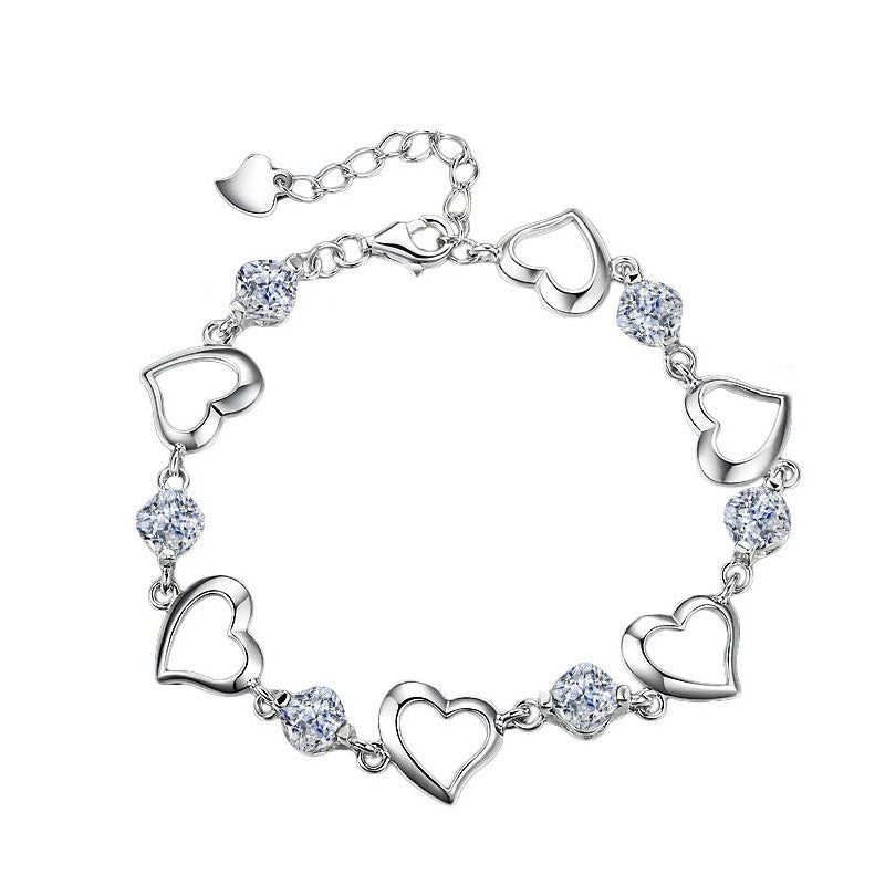 Heart Shape Copper Bracelets With February Birthstone Amethyst Inlay, Purple, Perfect For Couple Birthday Gifts