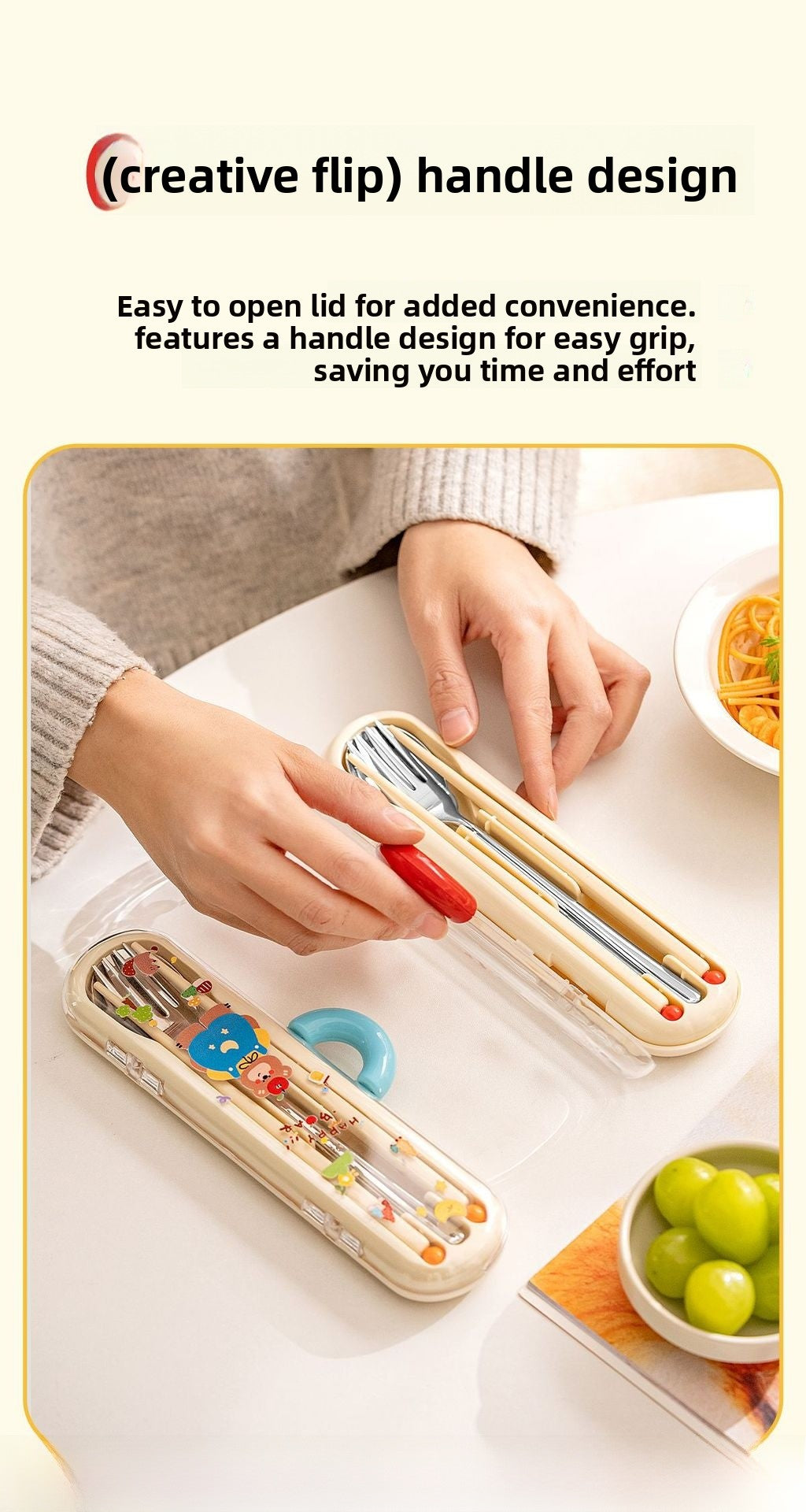 Cute Foldable Tableware Set, Portable And Space-Saving Design For Easy Carrying