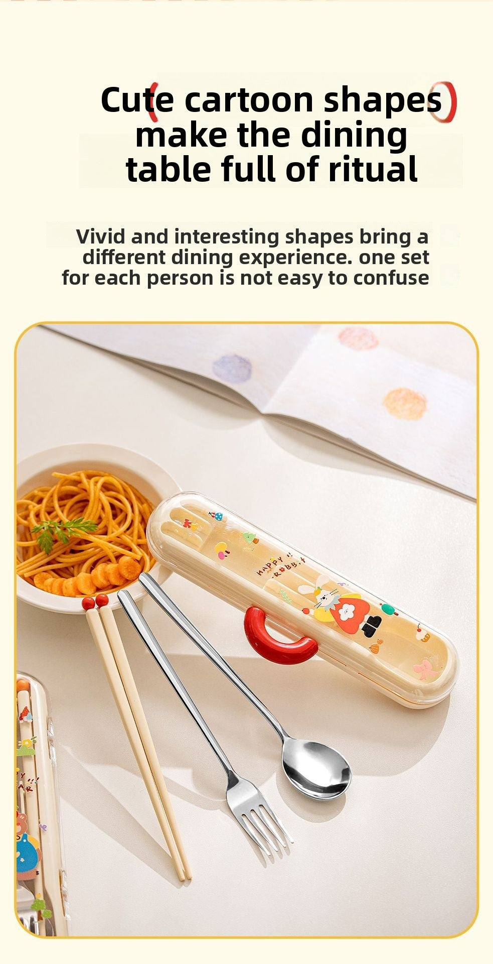 Cute Foldable Tableware Set, Portable And Space-Saving Design For Easy Carrying