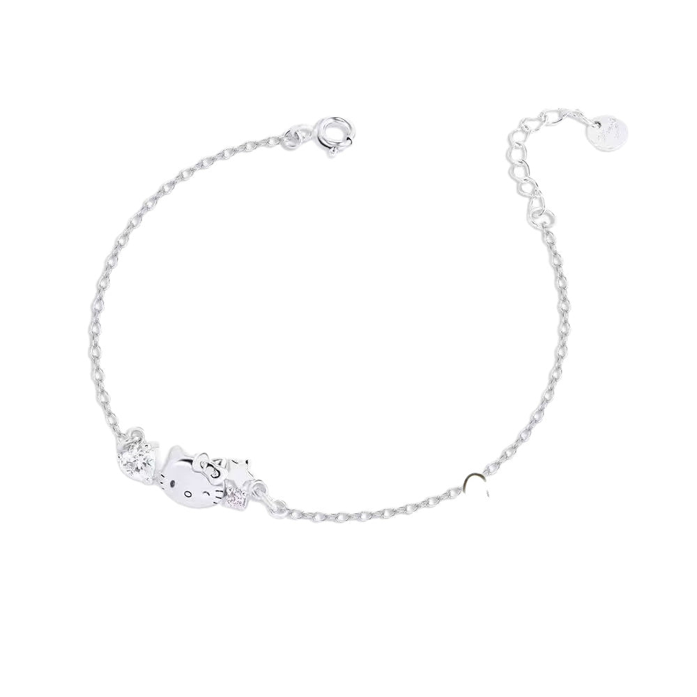 Hellokitty Cute Bracelet For Women In Electroplated Copper With Zircon Inlay