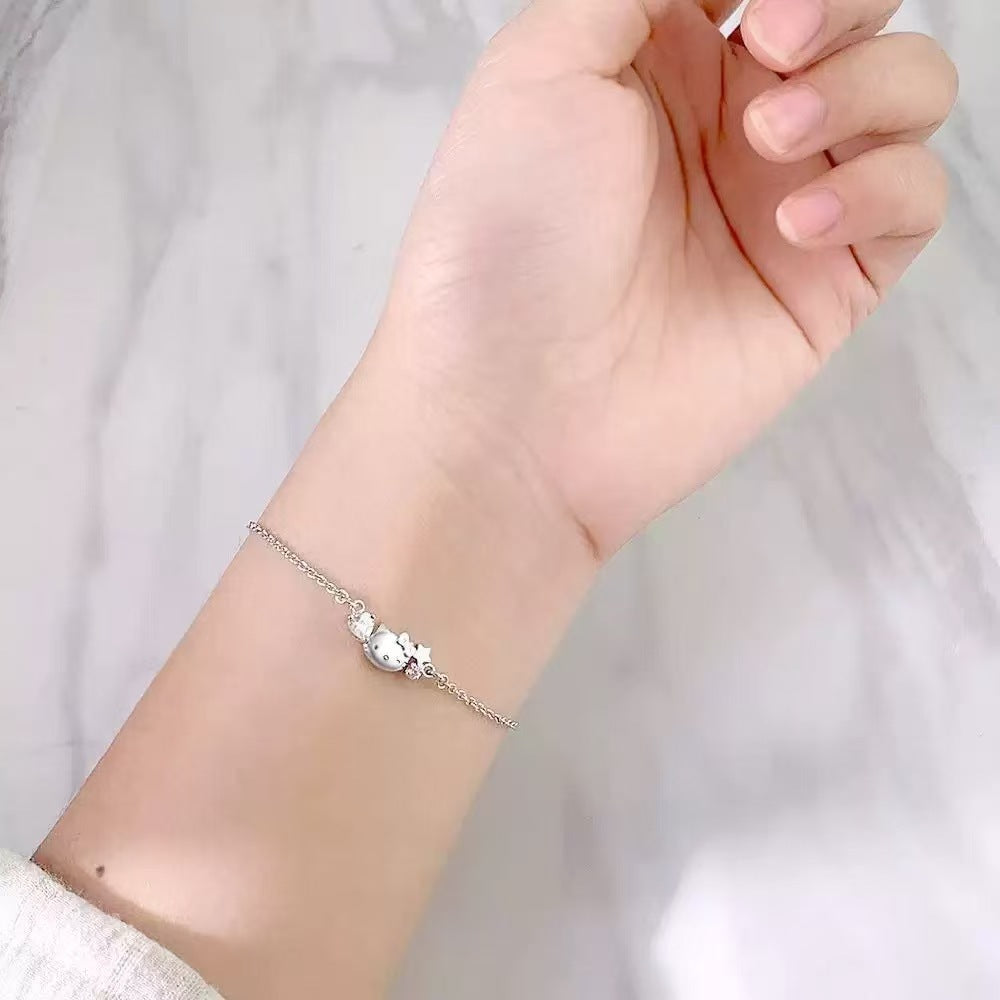 Hellokitty Cute Bracelet For Women In Electroplated Copper With Zircon Inlay