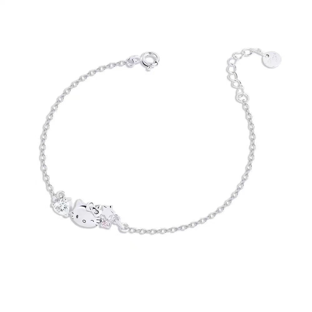 Hellokitty Cute Bracelet For Women In Electroplated Copper With Zircon Inlay