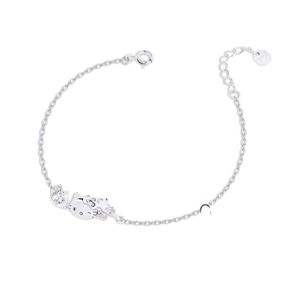 Hellokitty Cute Bracelet For Women In Electroplated Copper With Zircon Inlay