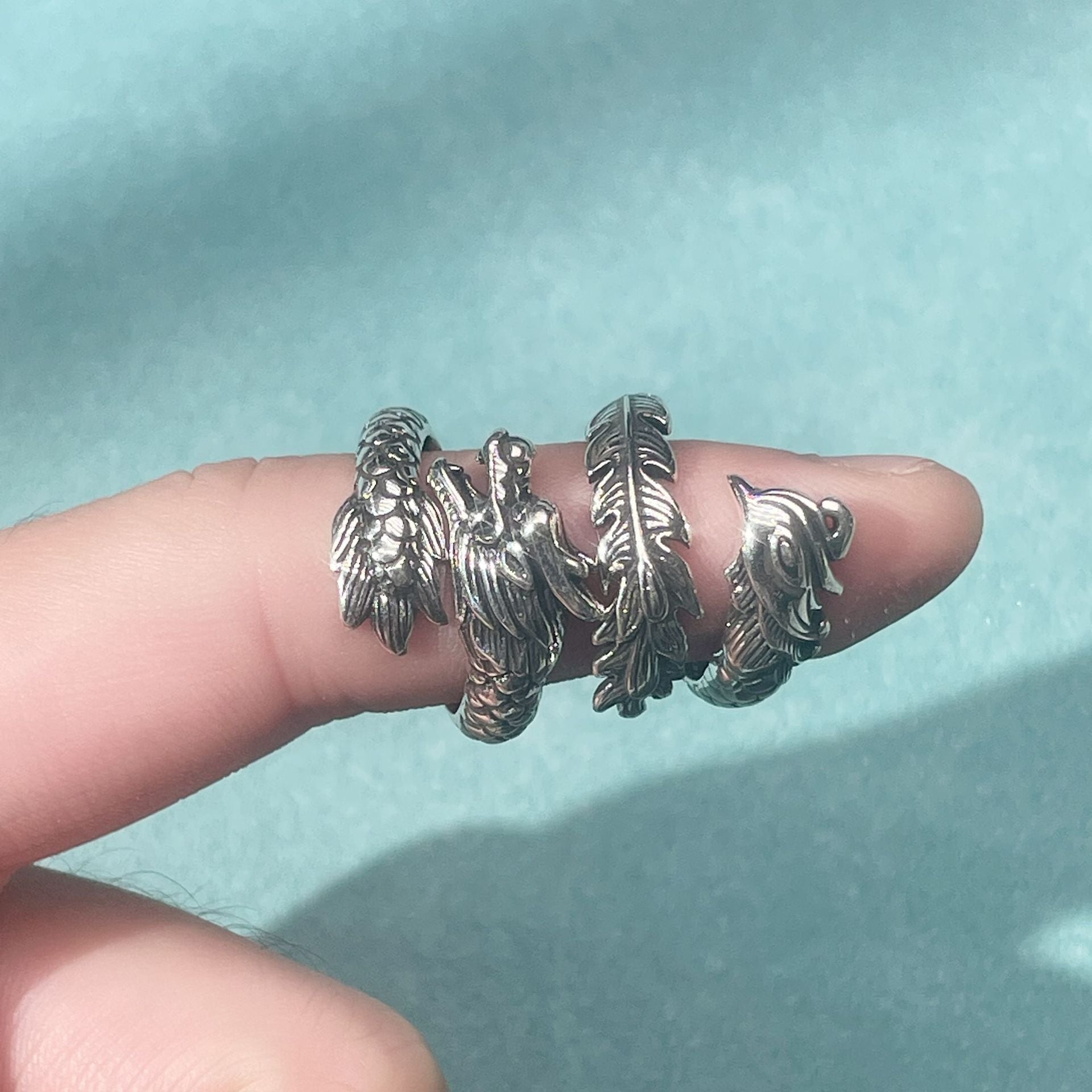 Dragon Copper Ring In Silver Featuring Ethnic Style Design For Unisex Wear