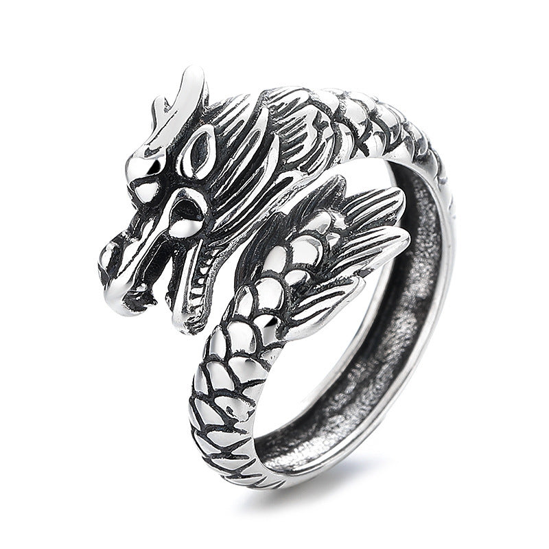 Dragon Copper Ring In Silver Featuring Ethnic Style Design For Unisex Wear