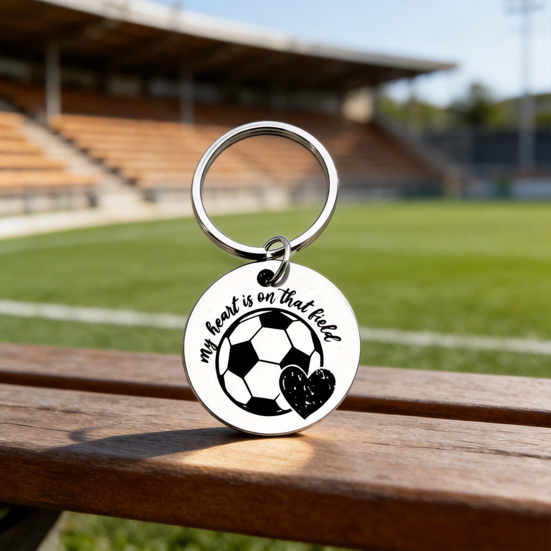 Football World Cup Key Chain In Steel Color Featuring Durable 304 Stainless Steel Material