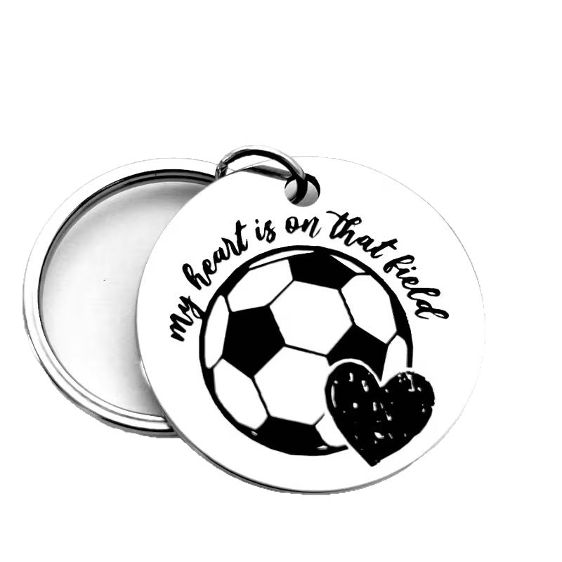 Football World Cup Key Chain In Steel Color Featuring Durable 304 Stainless Steel Material
