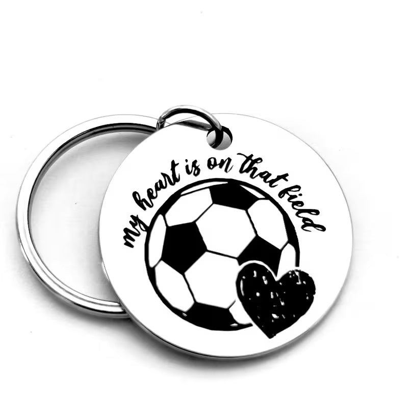 Football World Cup Key Chain In Steel Color Featuring Durable 304 Stainless Steel Material