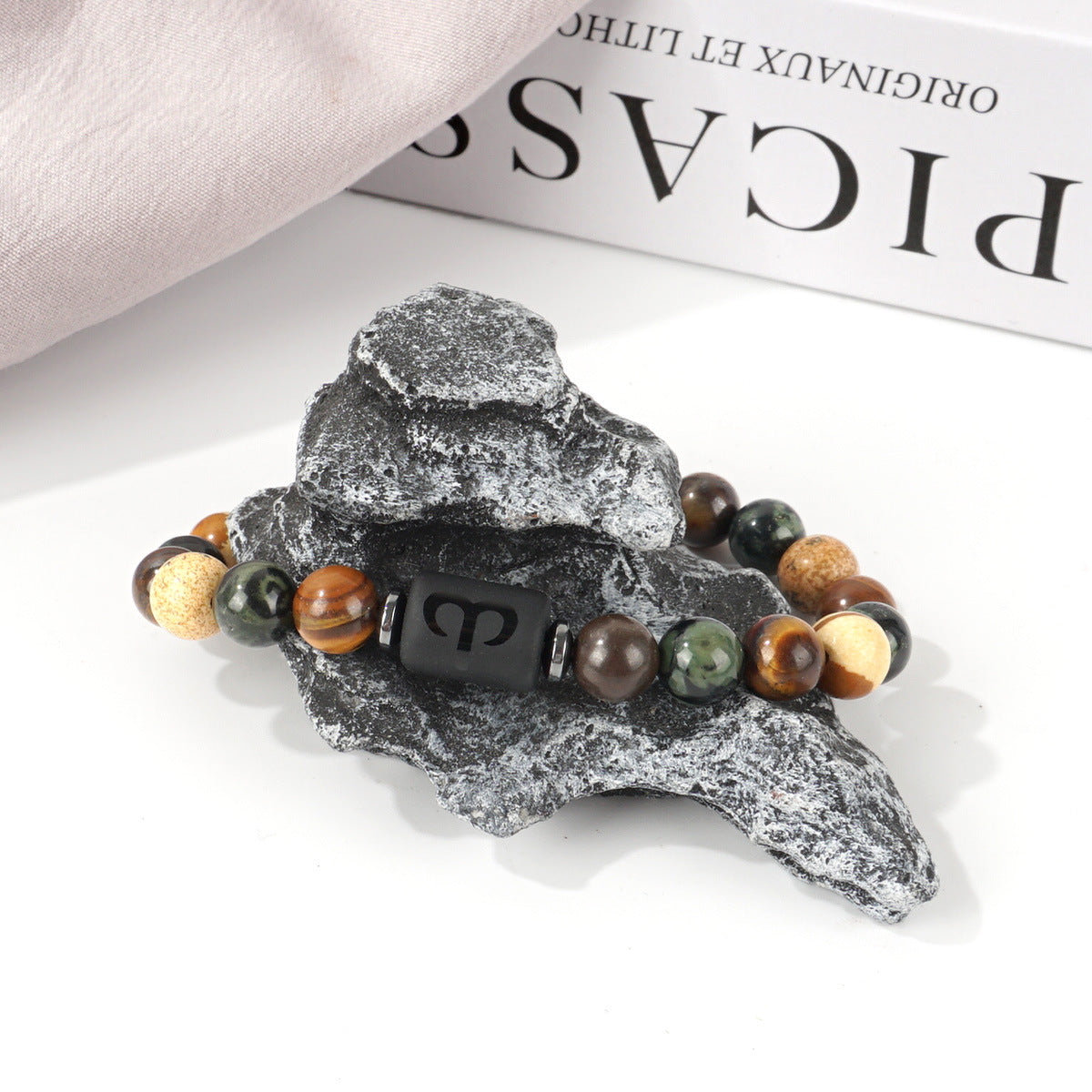 Libra Beading Bracelet For Unisex Featuring Natural Stone And Elastic String, Perfect For Festival Wear