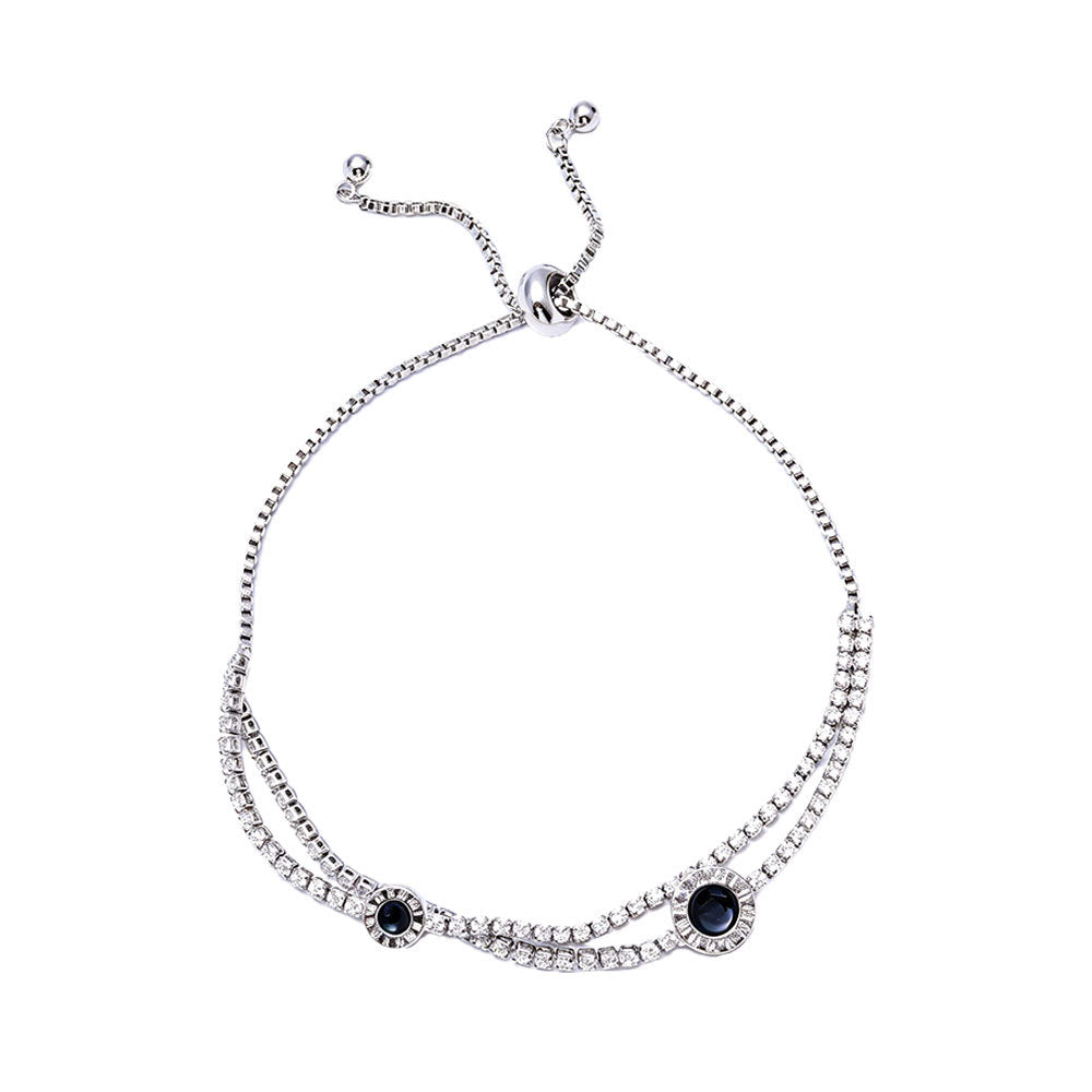 Sweet Oval Beaded Drawstring Bracelet For Unisex, Electroplated Copper With Zircon Inlay