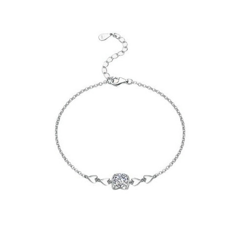 Cattle Pattern Women’s Bracelet In 925 Sterling Silver With Electroplated Gold And Moissanite Inlay