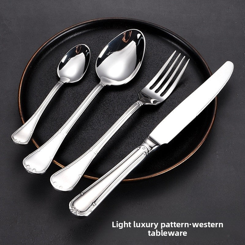 Flowers Pattern Tableware With 304 Stainless Steel Inner Liner For Western Cutlery Set