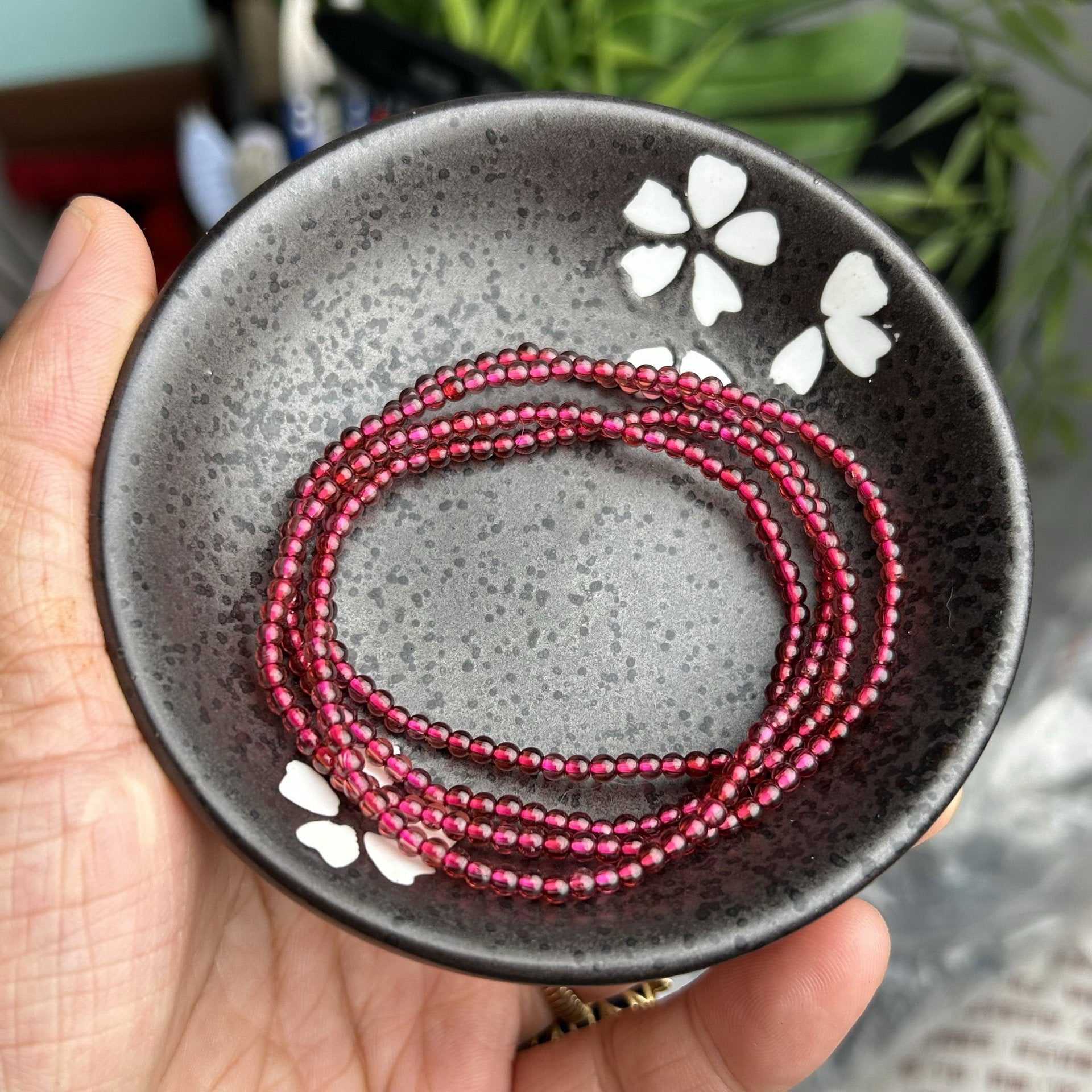 Ethnic Style Women's Bracelet Featuring Natural Stone And Garnet Inlay In Champagne, Perfect For Birthday Gifts