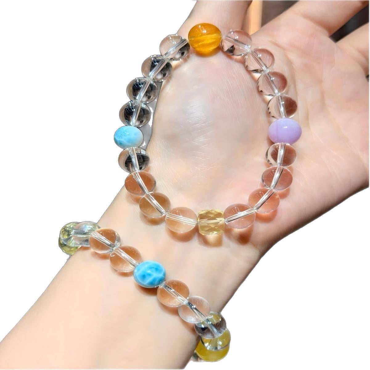 Ocean Pattern Beading Bracelet For Women With Transparent Crystal And White Crystal Inlay