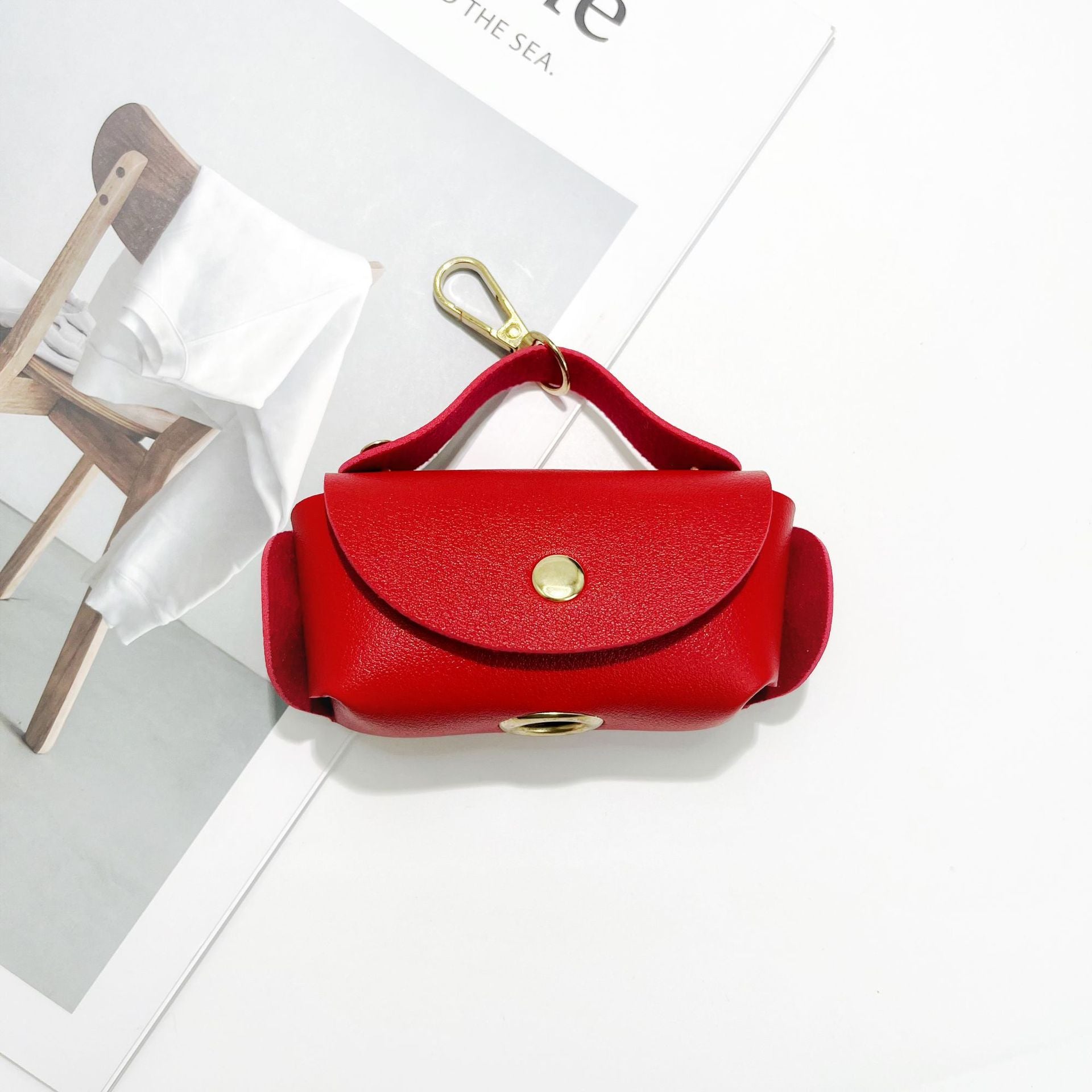 Handmade Red Key Chain In Pu Leather Featuring Commute Style
