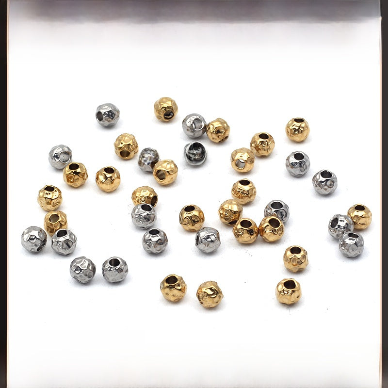 Metal Beads For Jewelry Making In Steel Color Featuring Electroplated Finish, Ideal For Stringing And Crafting
