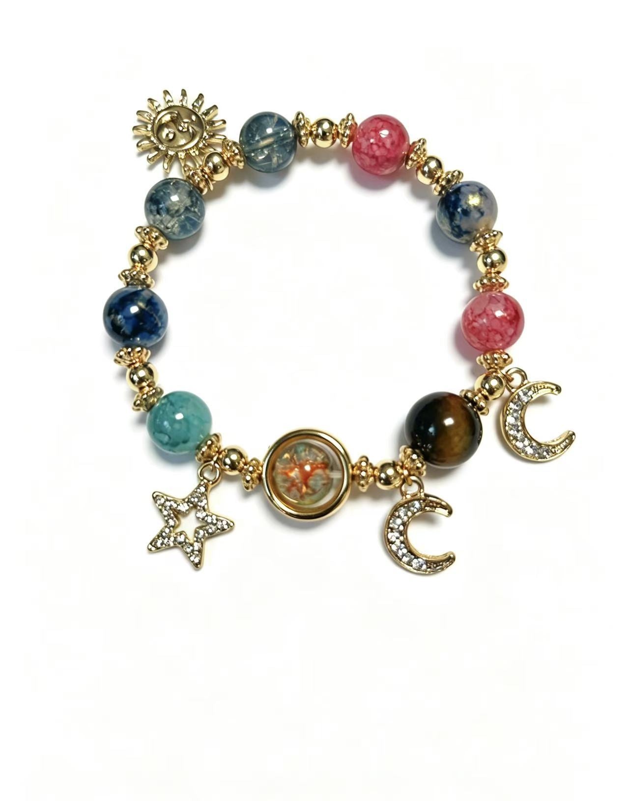 Handmade Galaxy Pattern Natural Stone Bracelets For Women, Featuring Natural Stone Inlay, Perfect For Birthday Gifts