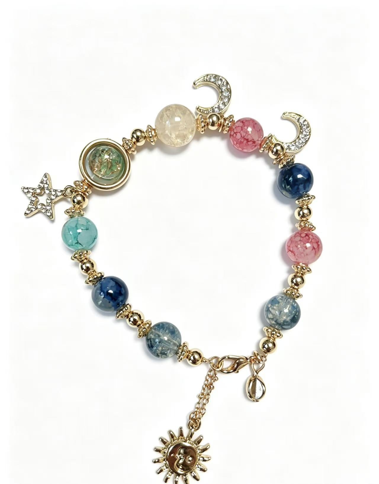 Handmade Galaxy Pattern Natural Stone Bracelets For Women, Featuring Natural Stone Inlay, Perfect For Birthday Gifts