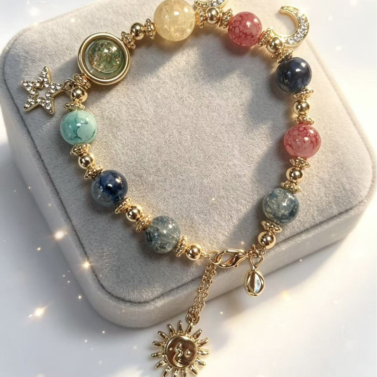 Handmade Galaxy Pattern Natural Stone Bracelets For Women, Featuring Natural Stone Inlay, Perfect For Birthday Gifts