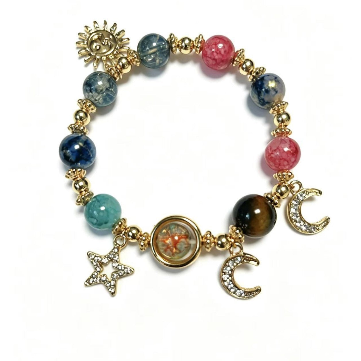 Handmade Galaxy Pattern Natural Stone Bracelets For Women, Featuring Natural Stone Inlay, Perfect For Birthday Gifts