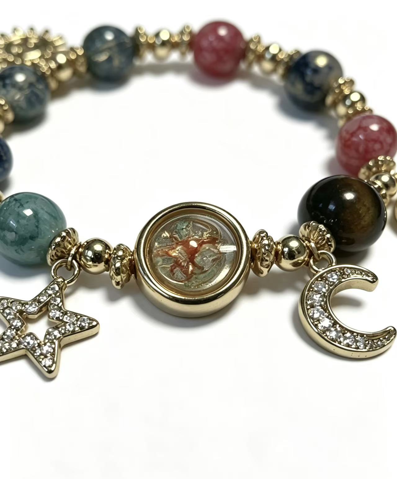 Handmade Galaxy Pattern Natural Stone Bracelets For Women, Featuring Natural Stone Inlay, Perfect For Birthday Gifts