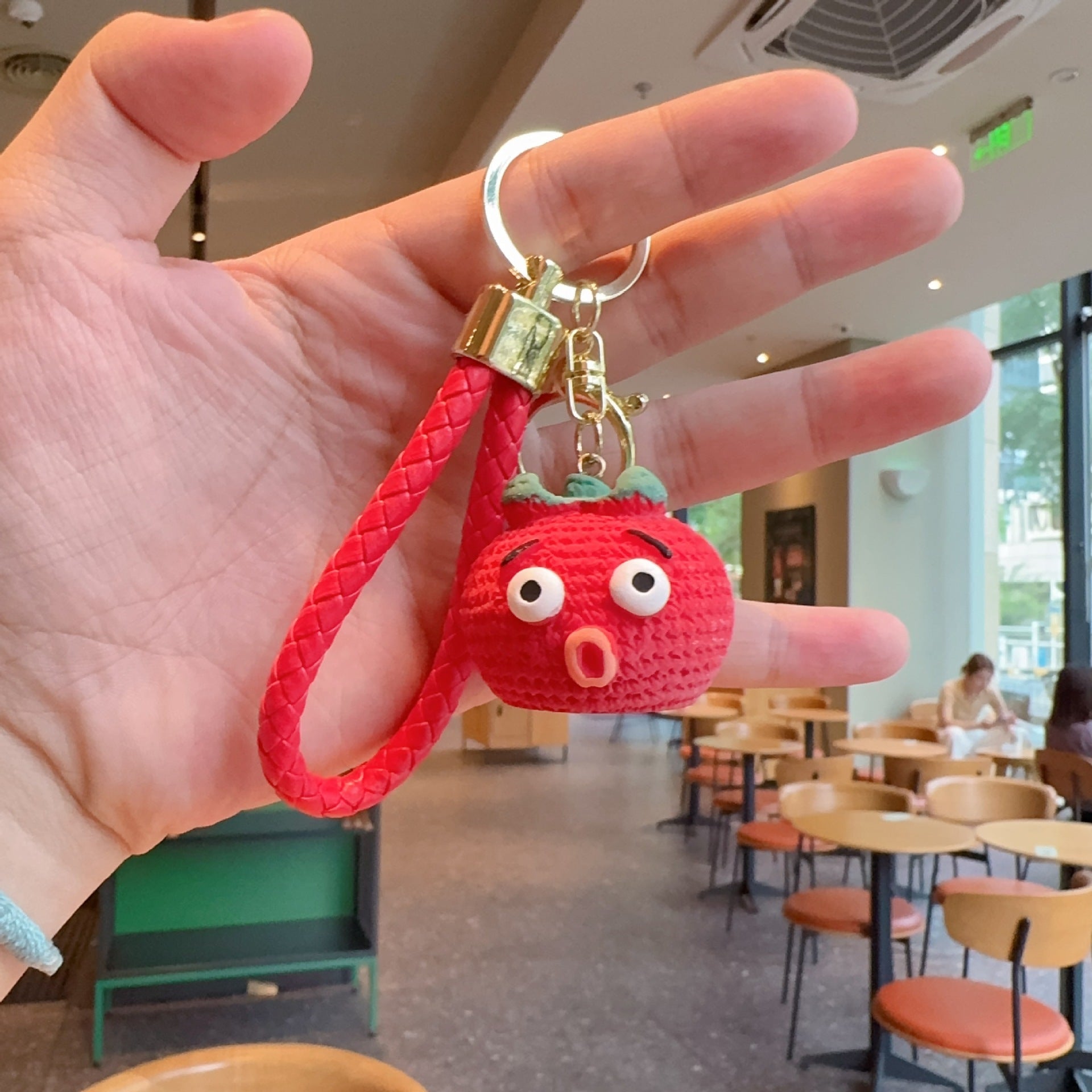 New Year Fruit Key Chain In Rose Red Resin Featuring Bag Charm Accessories
