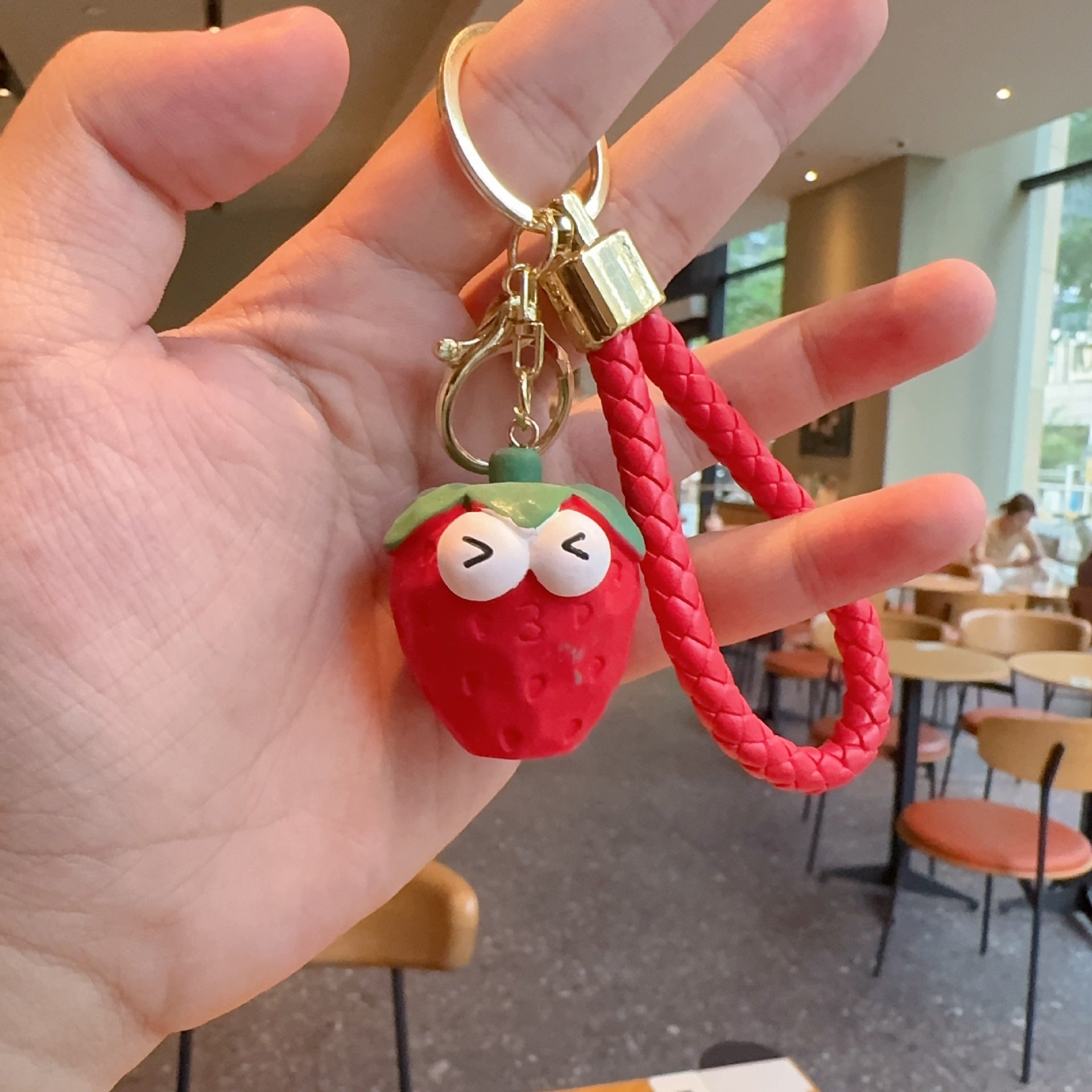 New Year Fruit Key Chain In Rose Red Resin Featuring Bag Charm Accessories