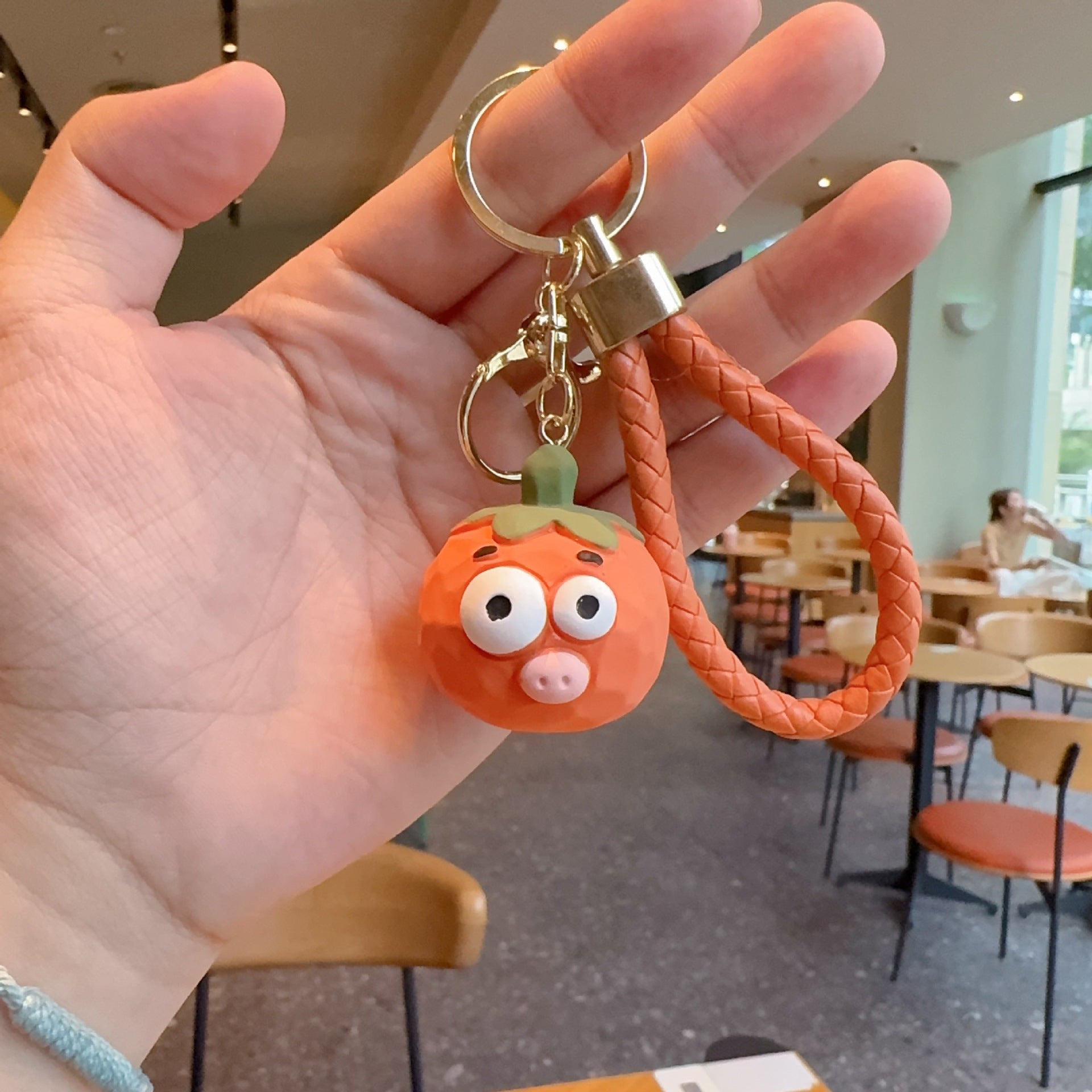 New Year Fruit Key Chain In Rose Red Resin Featuring Bag Charm Accessories