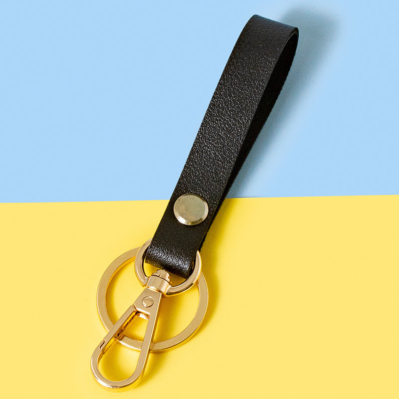 New Year Dyed Black PU Leather Key Chain, Stylish And Durable Accessory For Keys