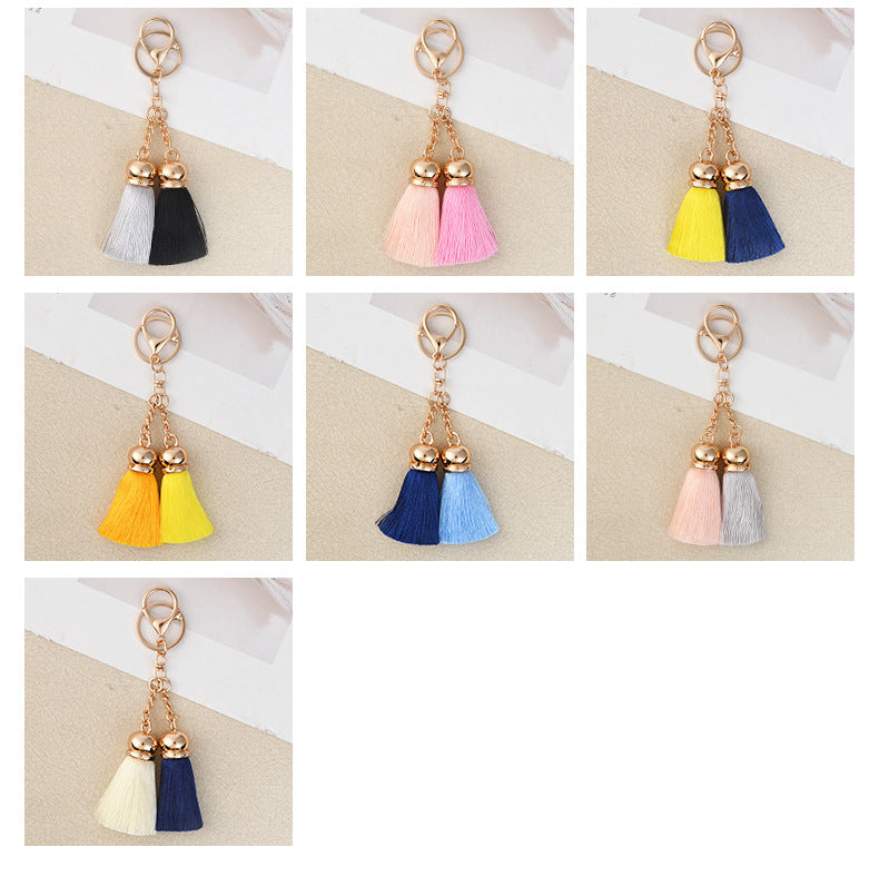 Chinoiserie Style Tassel Bag Charm Keychain Made Of Polyester, Elegant Bag Pendant Accessory