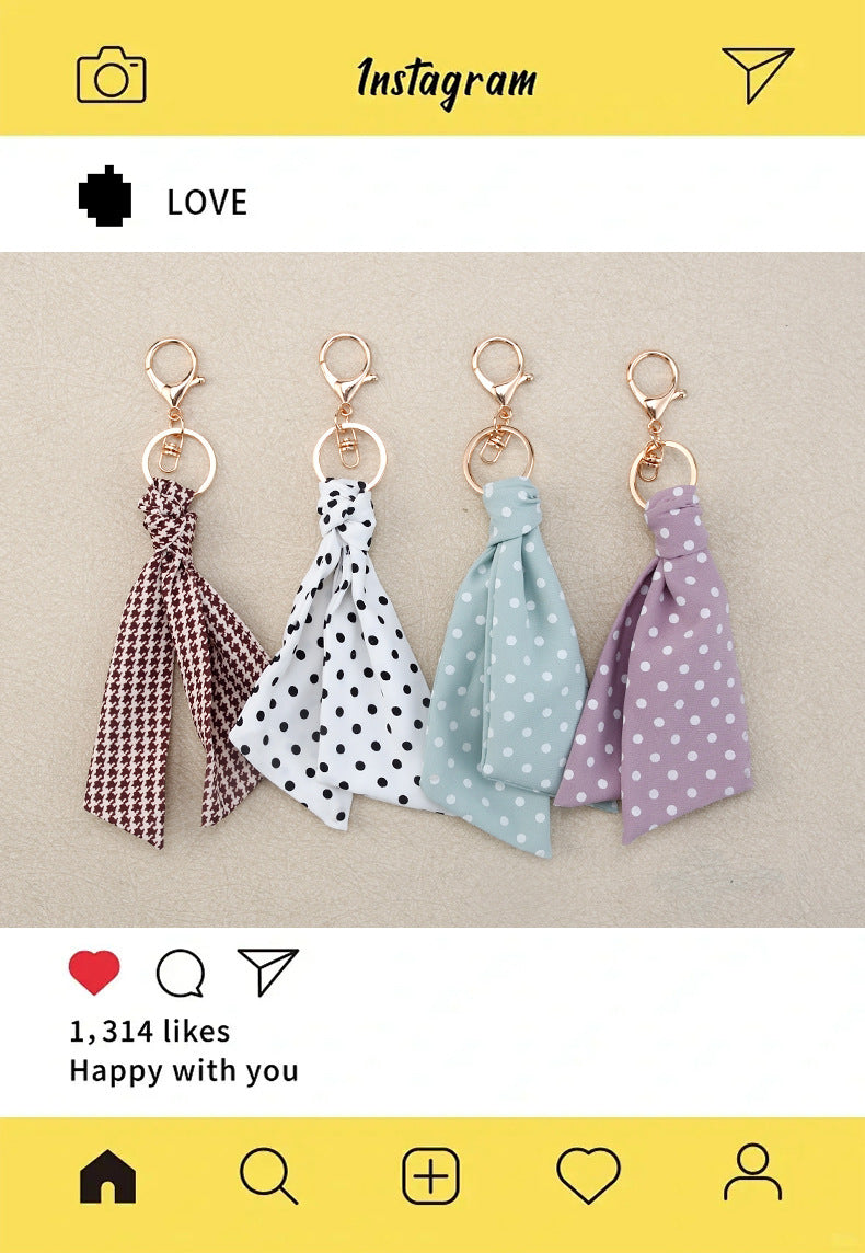 New Style Bow Tie Bag Charm Keychain In Polyester, Elegant Bag Pendant Accessory