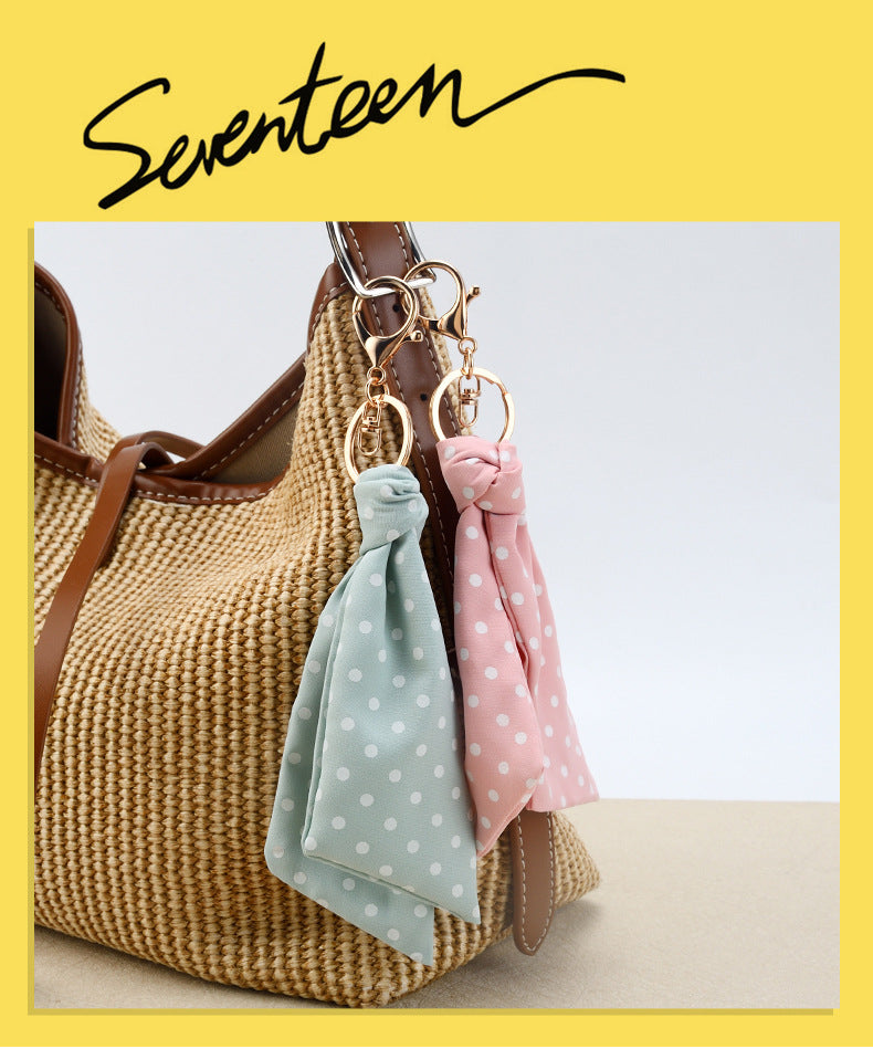 New Style Bow Tie Bag Charm Keychain In Polyester, Elegant Bag Pendant Accessory