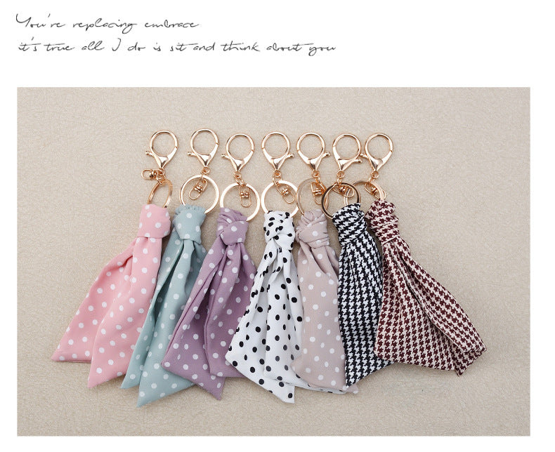 New Style Bow Tie Bag Charm Keychain In Polyester, Elegant Bag Pendant Accessory
